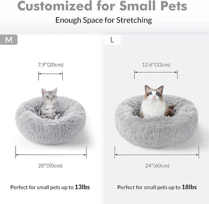 Light Gray Fluffy Cat Bed 