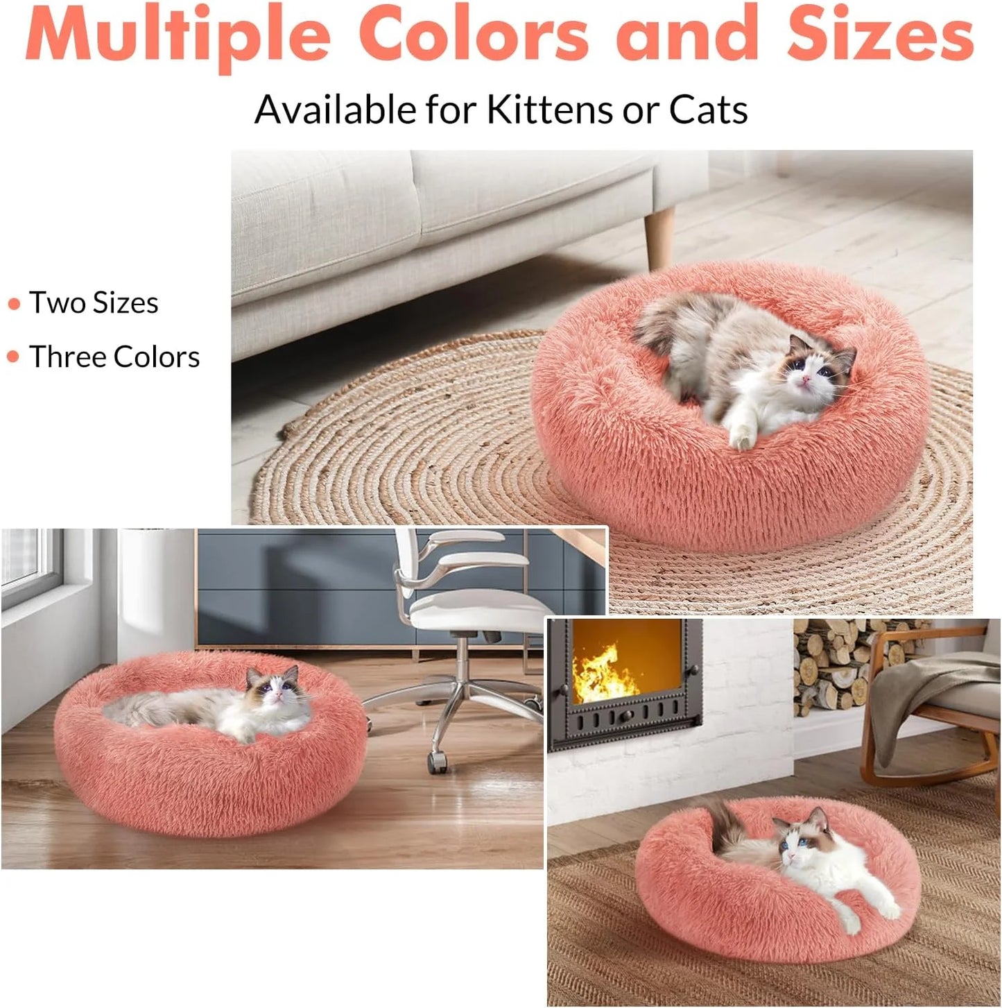 Pink Fluffy Cat Bed 