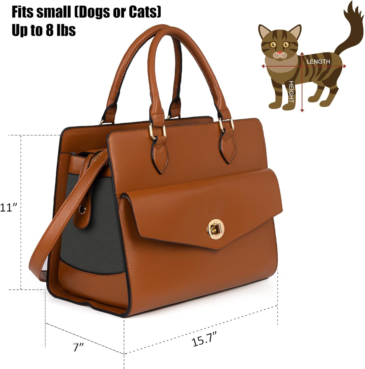 Stylish Leather Pet Carrier Purse 