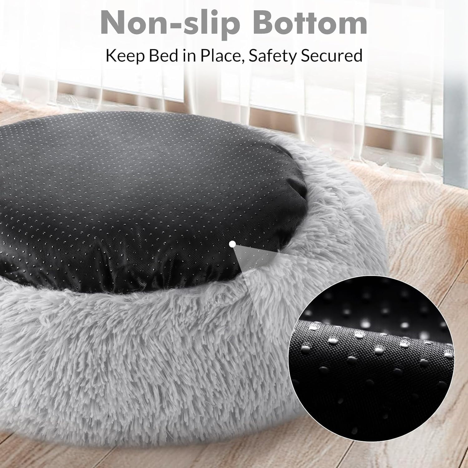Light Gray Fluffy Cat Bed 