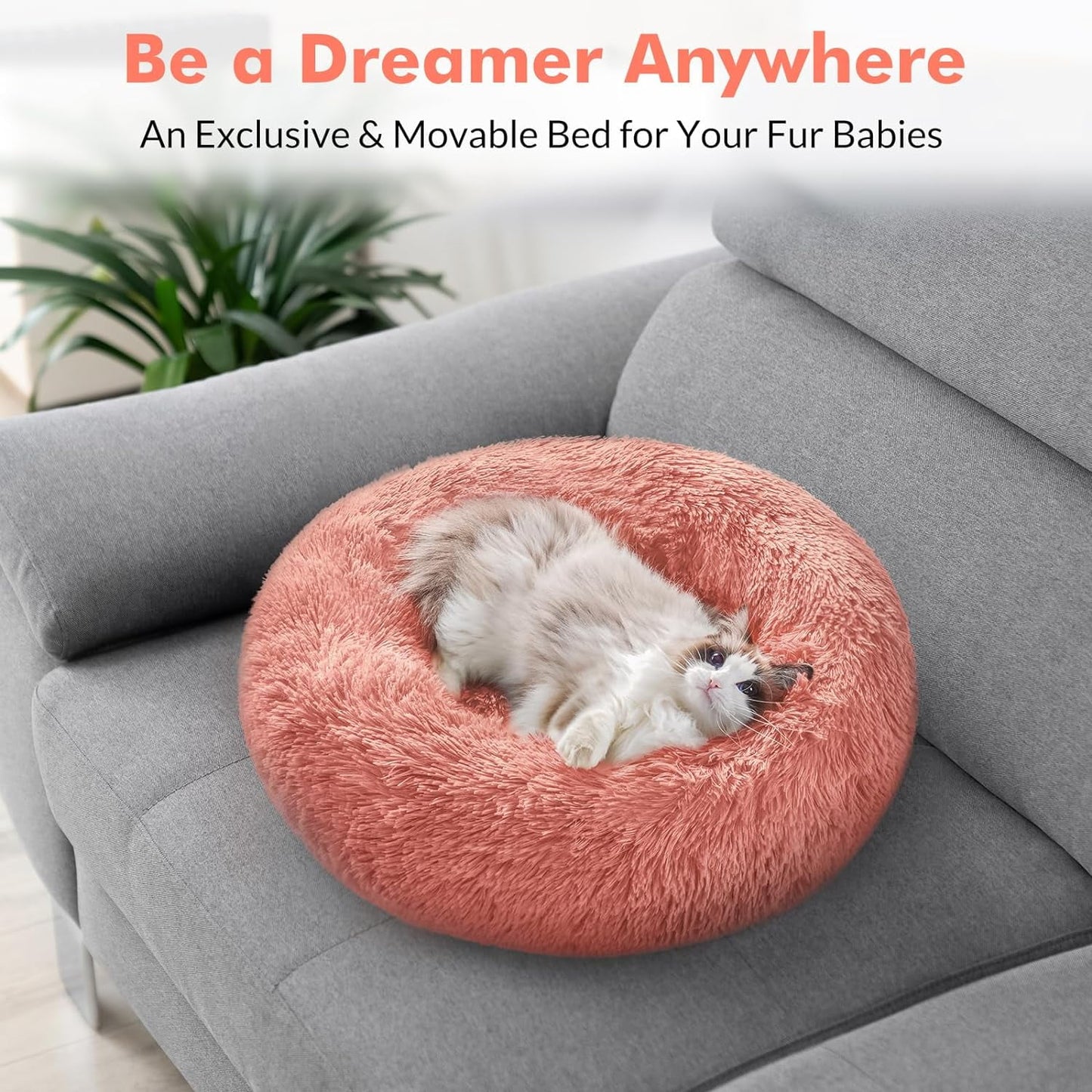 Pink Fluffy Cat Bed 