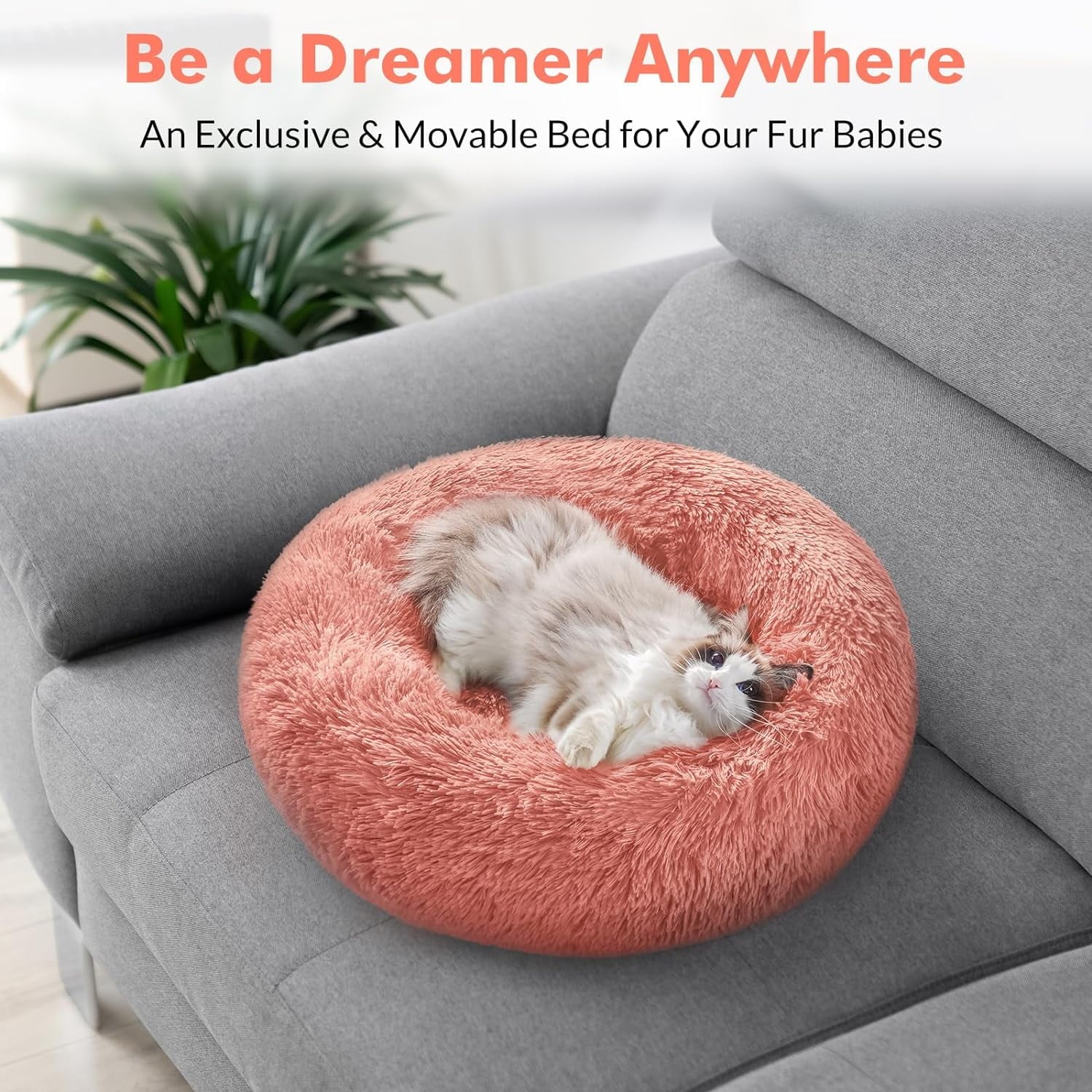 Pink Fluffy Cat Bed 