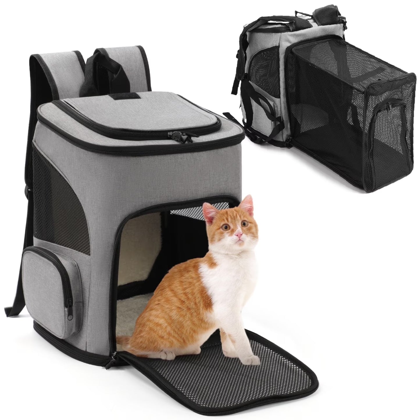 Gray Expandable Cat Backpack 