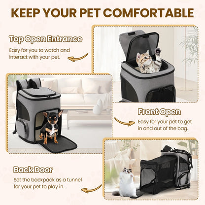 Gray Expandable Cat Backpack 