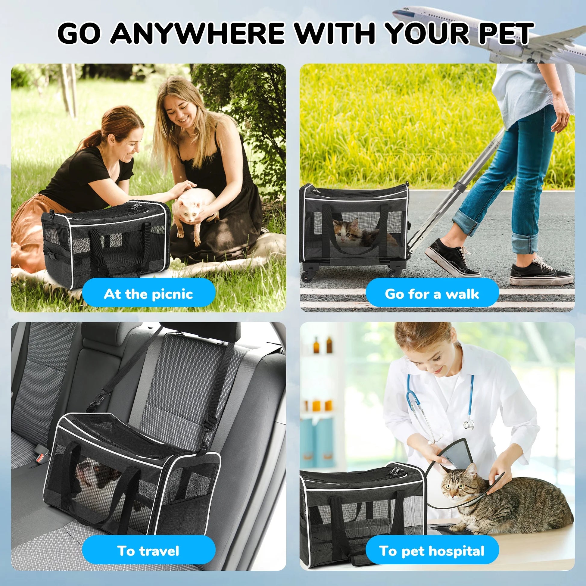 Pet Carrier with Wheels 