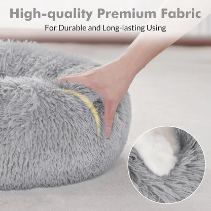 Light Gray Fluffy Cat Bed 