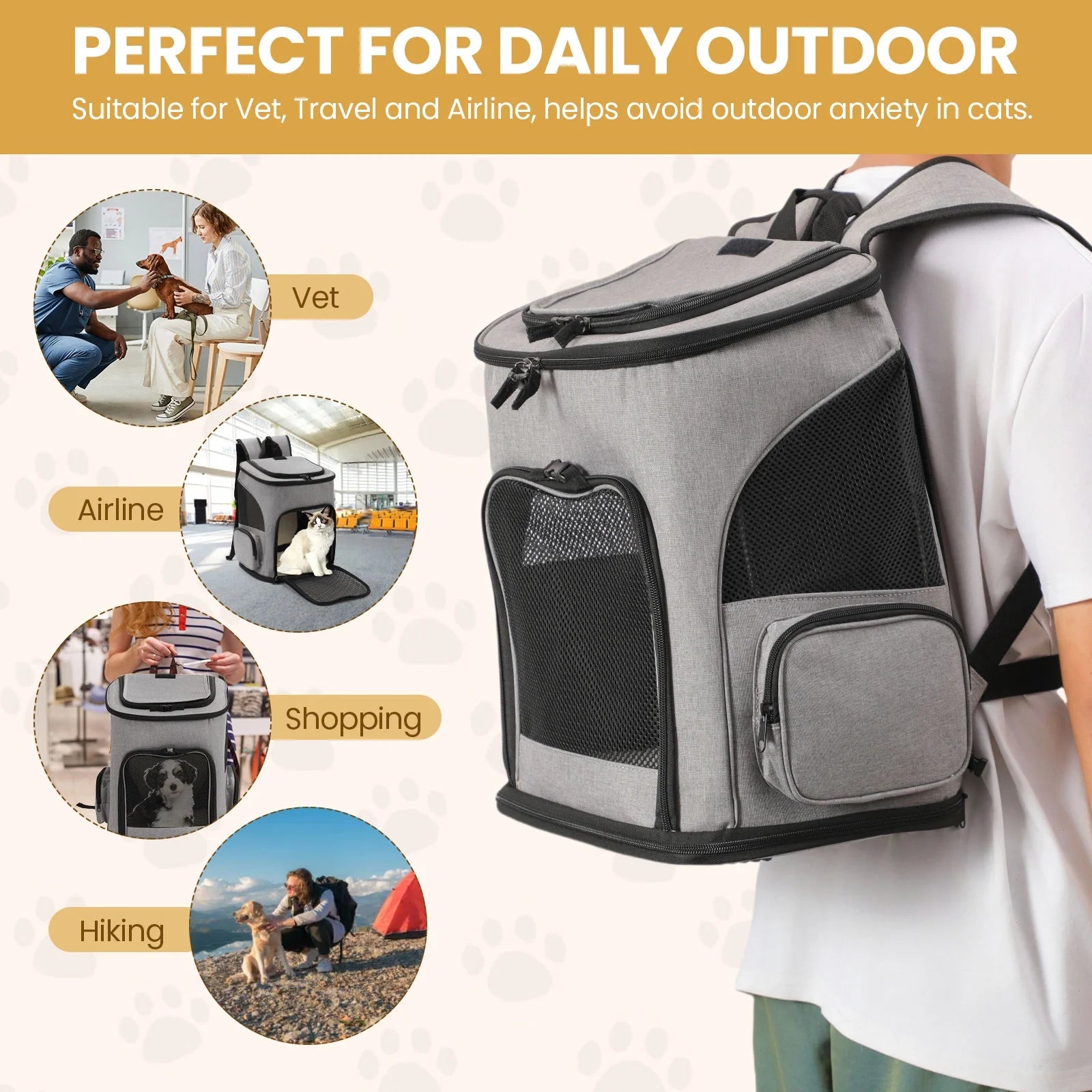 Gray Expandable Cat Backpack 