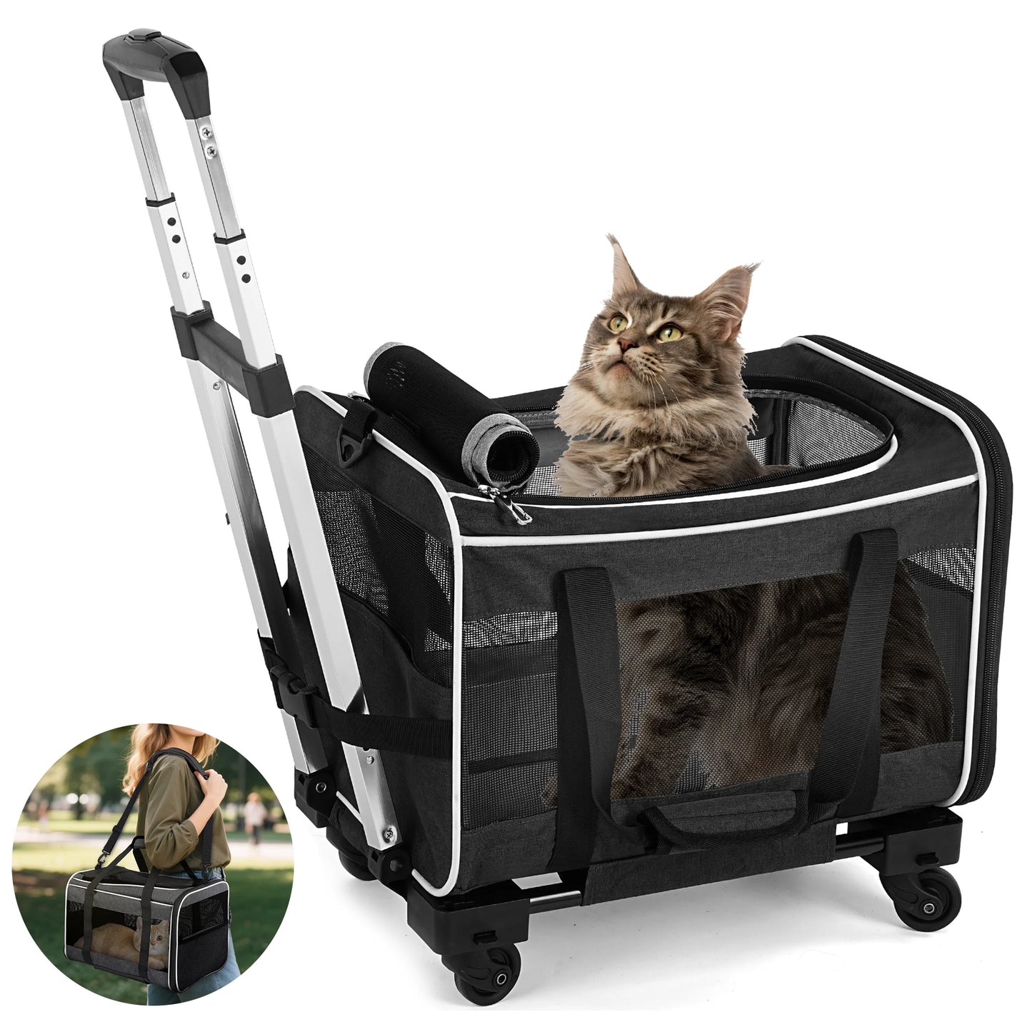 Pet Carrier with Wheels 
