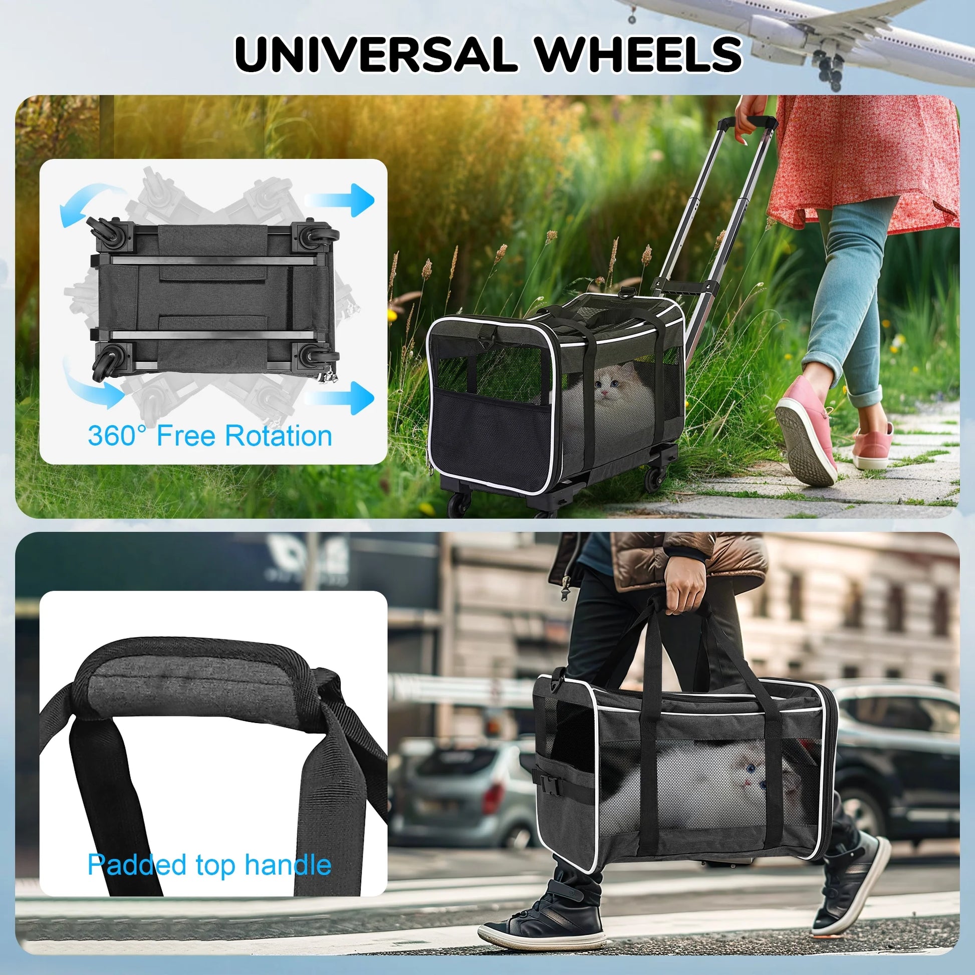 Pet Carrier with Wheels 