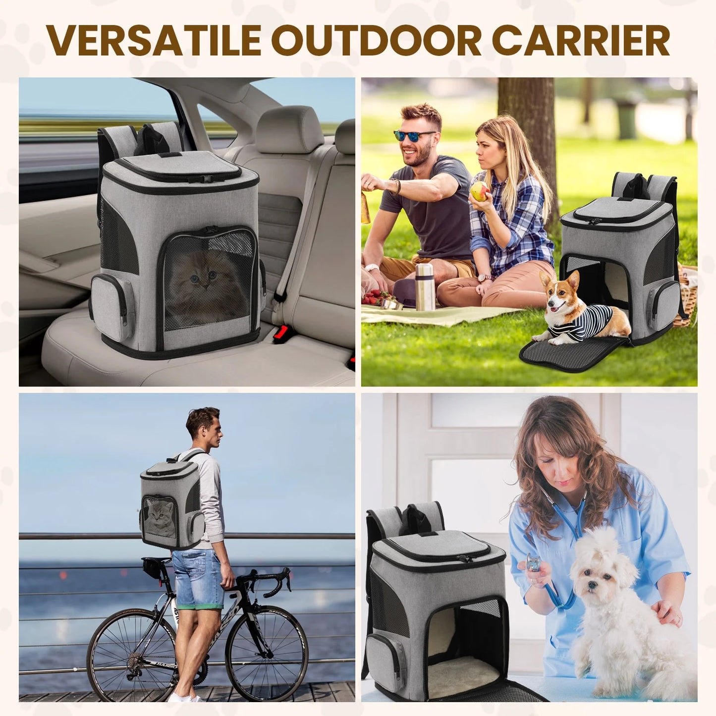 Gray Expandable Cat Backpack 