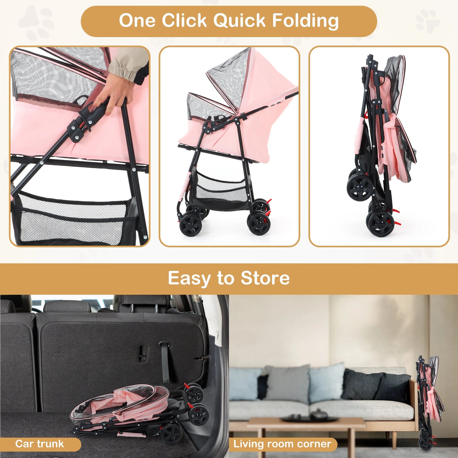 Pink Pet Stroller 