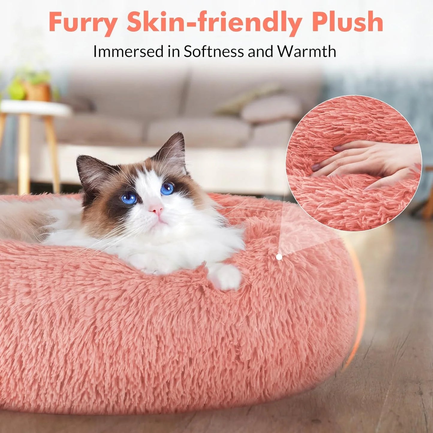 Pink Fluffy Cat Bed 