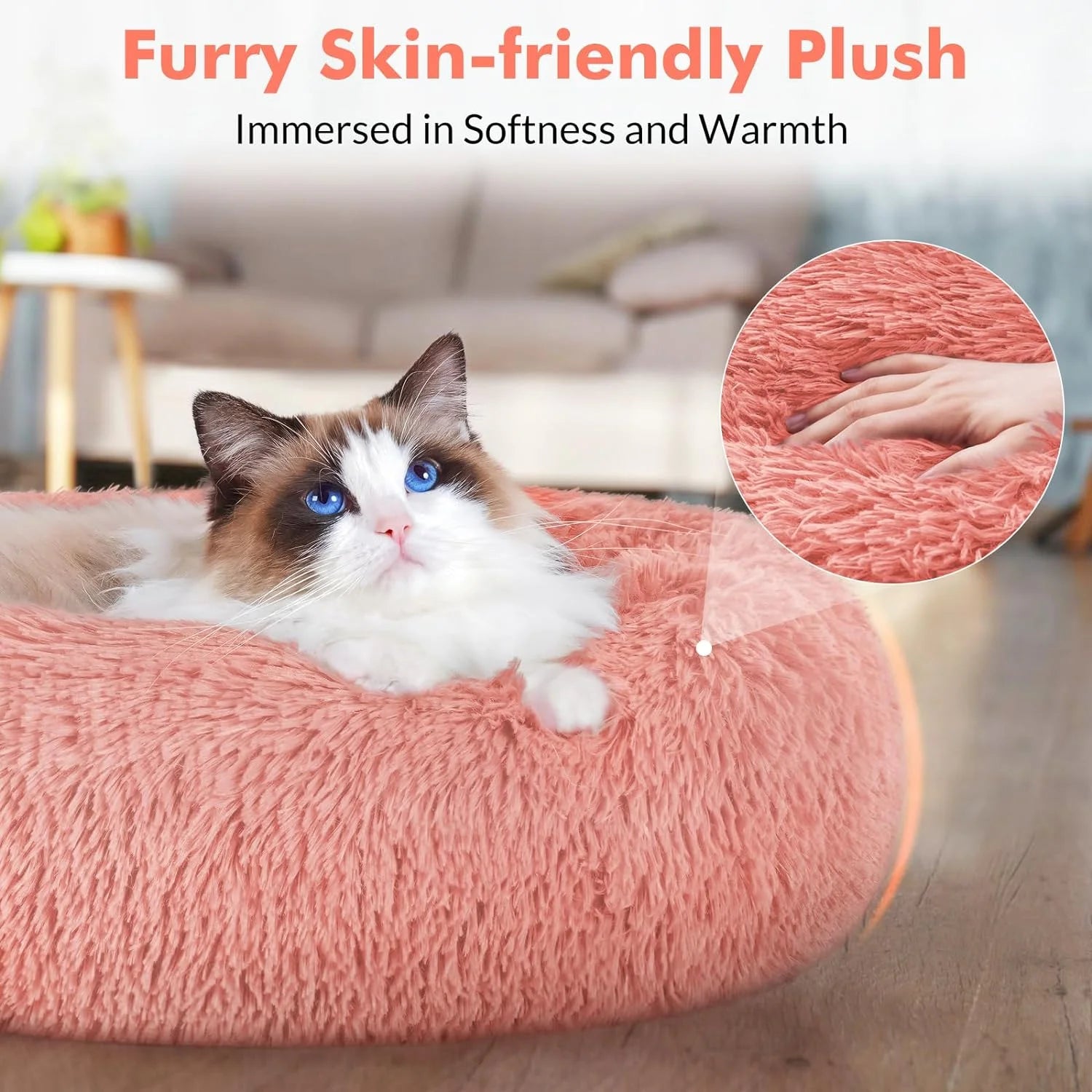 Pink Fluffy Cat Bed 